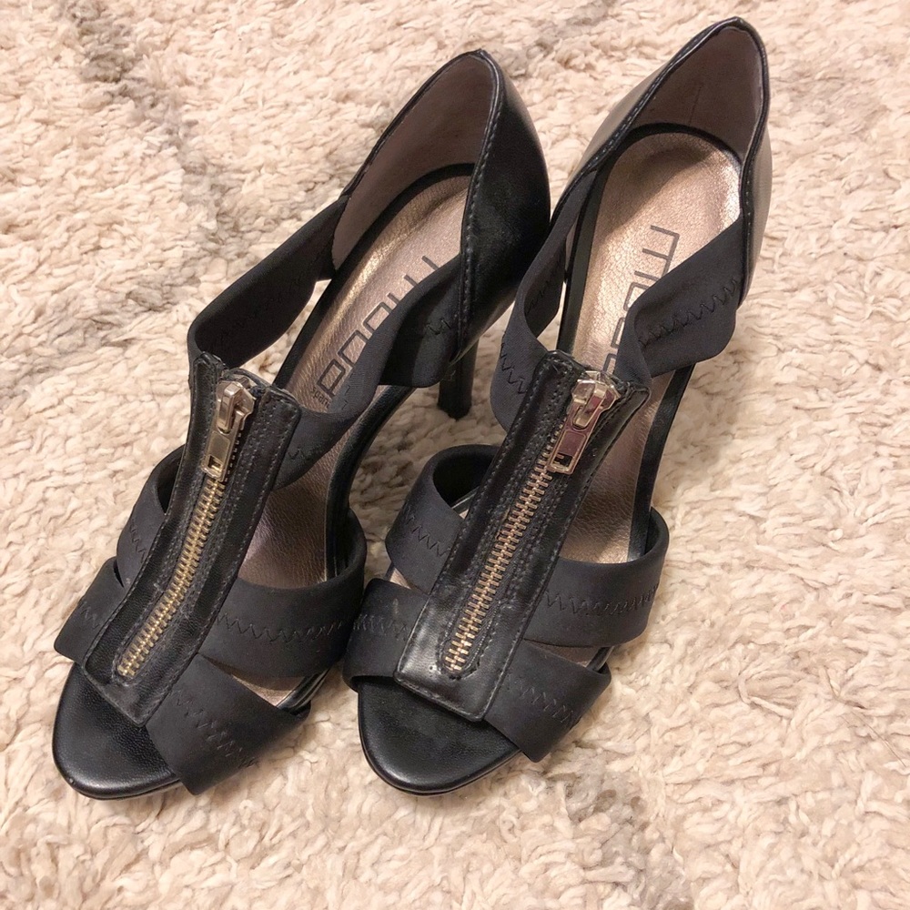 Black zip up heels